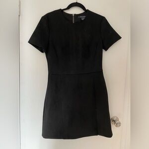 French Connection Patty Drape Short Sleeve Dress in Black Suede Size 8
